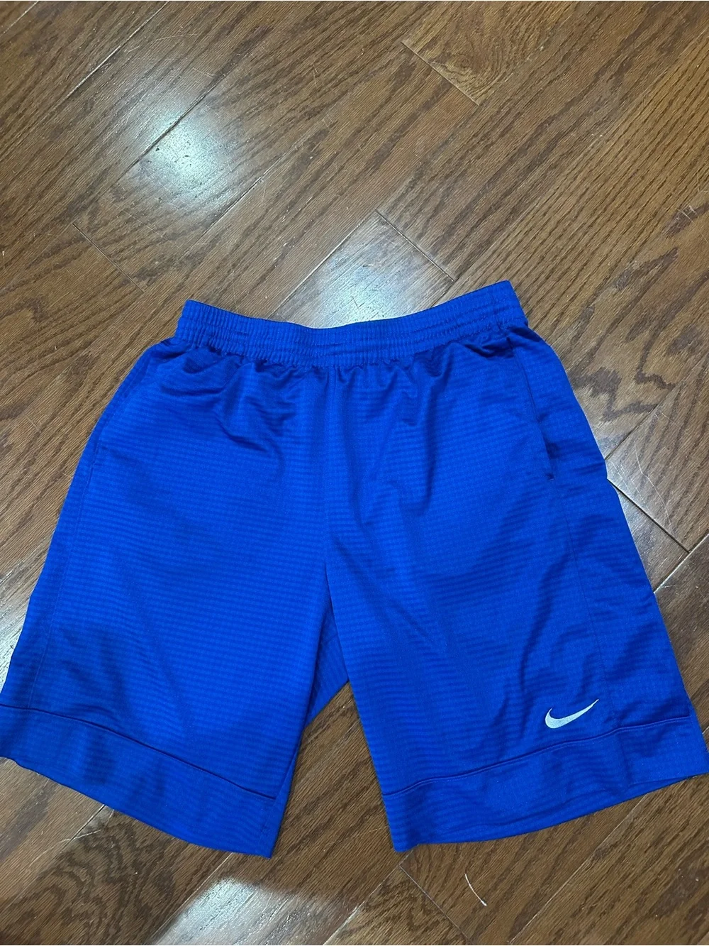 Nike Men's Royal Blue Athletic Shorts with Neon Yellow Drawstring
